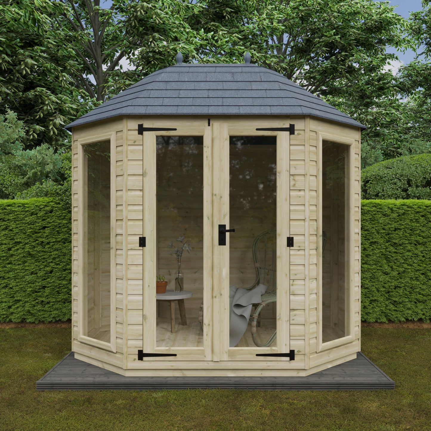 Pressure Treated Full Pane Octagonal Summerhouse