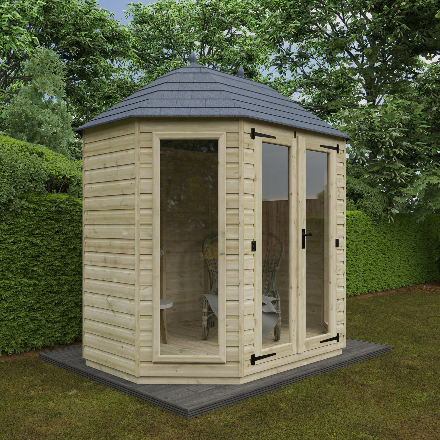 Pressure Treated Full Pane Octagonal Summerhouse