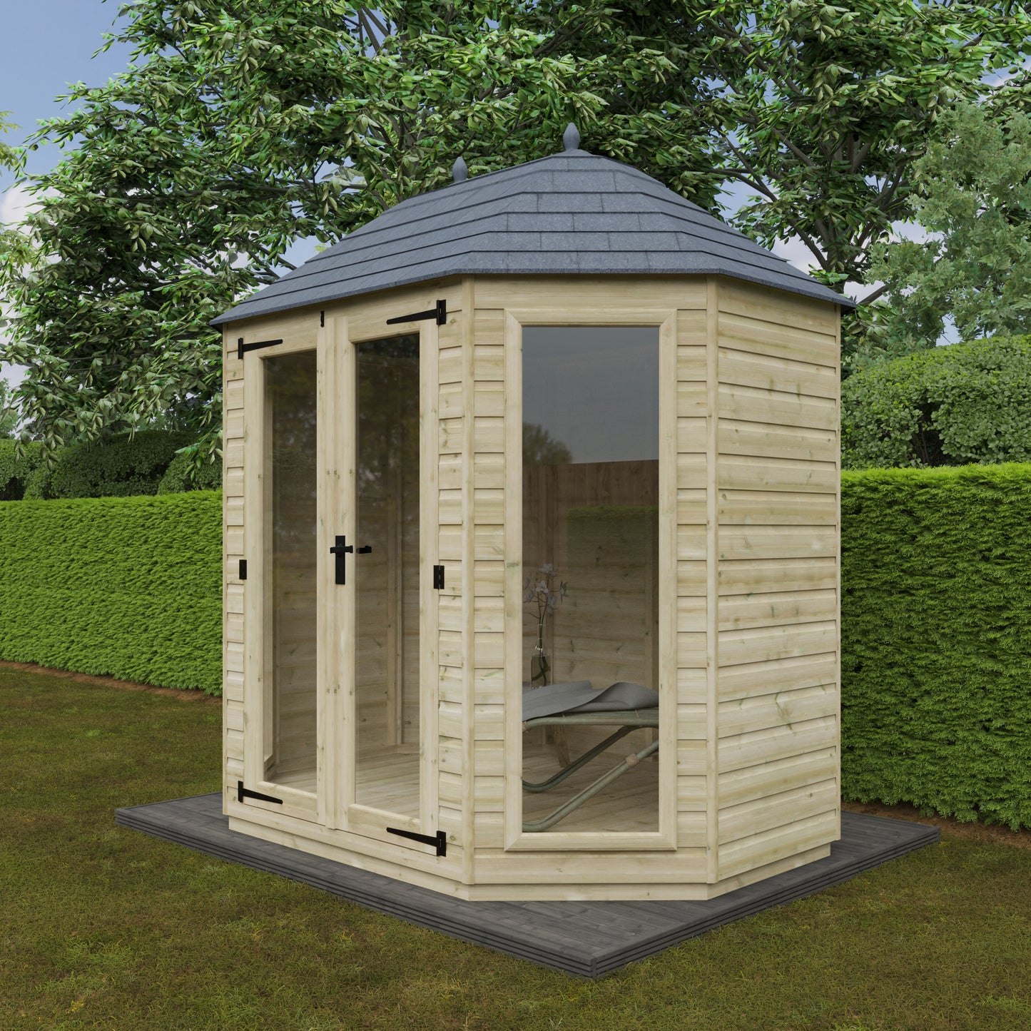 Pressure Treated Full Pane Octagonal Summerhouse
